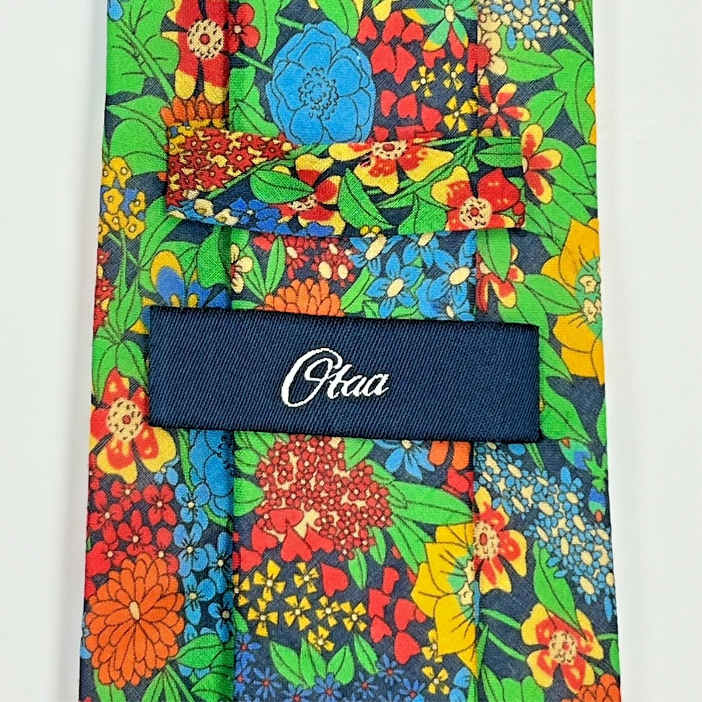 Otaa Australia 100% Cotton Hand-Made XL Necktie Bold Vibrant Colorful Floral 61" - Picture 6 of 9